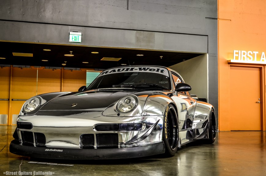 As I walked around during the show, this immediately caught my eye: a chrome wrapped RWB Porsche.